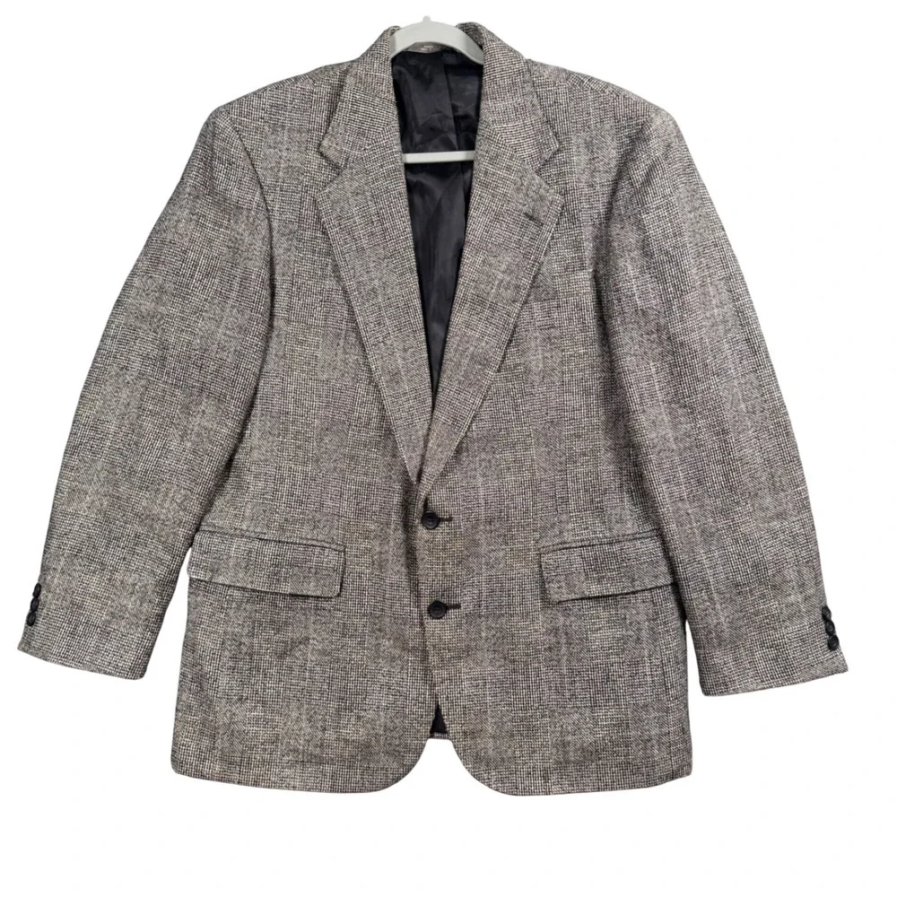 Vintage Haggar Tweed Blazer Men 42 Gray Made USA Grandpacore Academia Sport Coat